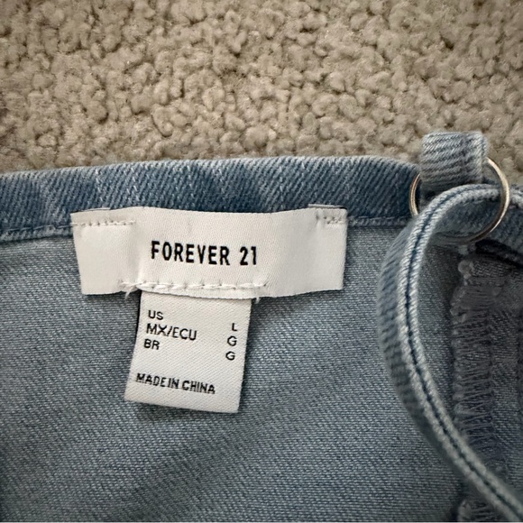 Forever 21 Denim Mini Dress Y2K 90s Style Bustier Cami Blue Jean Bodycon L - Picture 3 of 11